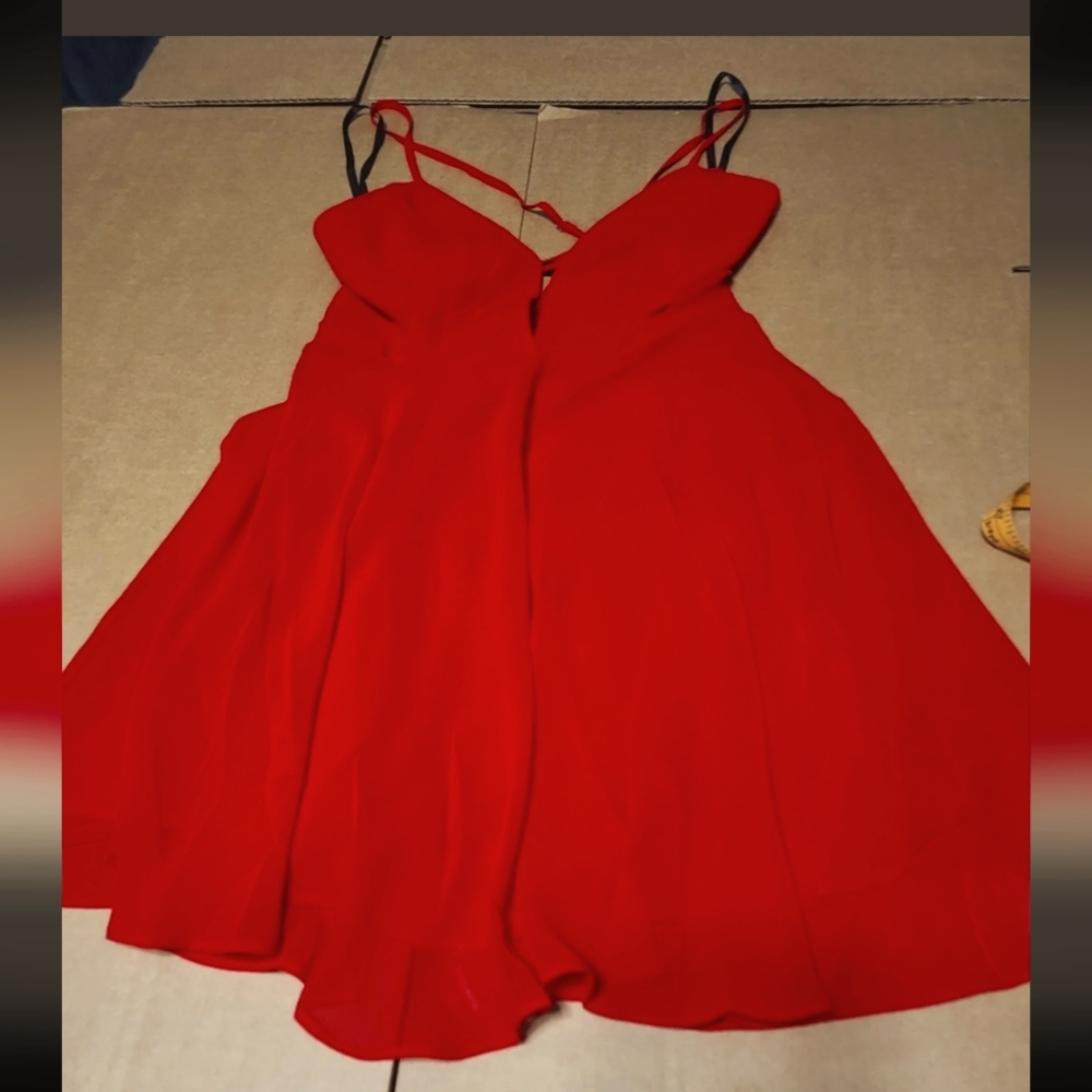 Bebe NWT Red Cross Back  Skater Dress Red